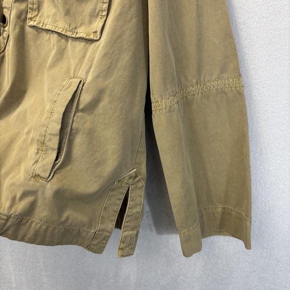 Free People Lace Up Anorak Jacket Womens Large Tan Beige Hooded Utility Cotton - Picture 9 of 10